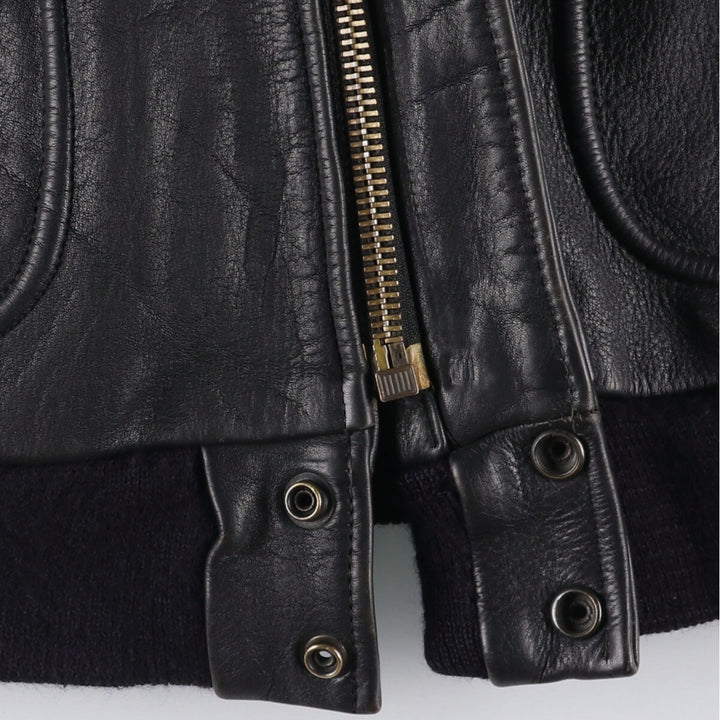 A-2 type leather flight jacket, men's size S unclear black type Vintage Second Hand