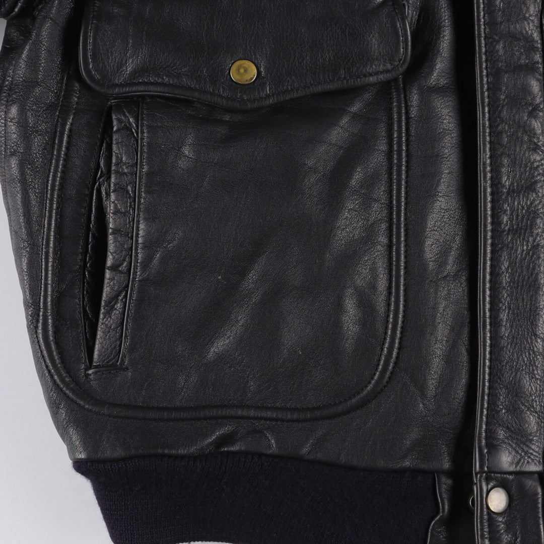 A-2 type leather flight jacket, men's size S unclear black type Vintage Second Hand