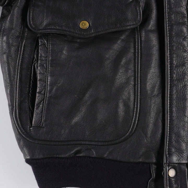 A-2 type leather flight jacket, men's size S unclear black type Vintage Second Hand