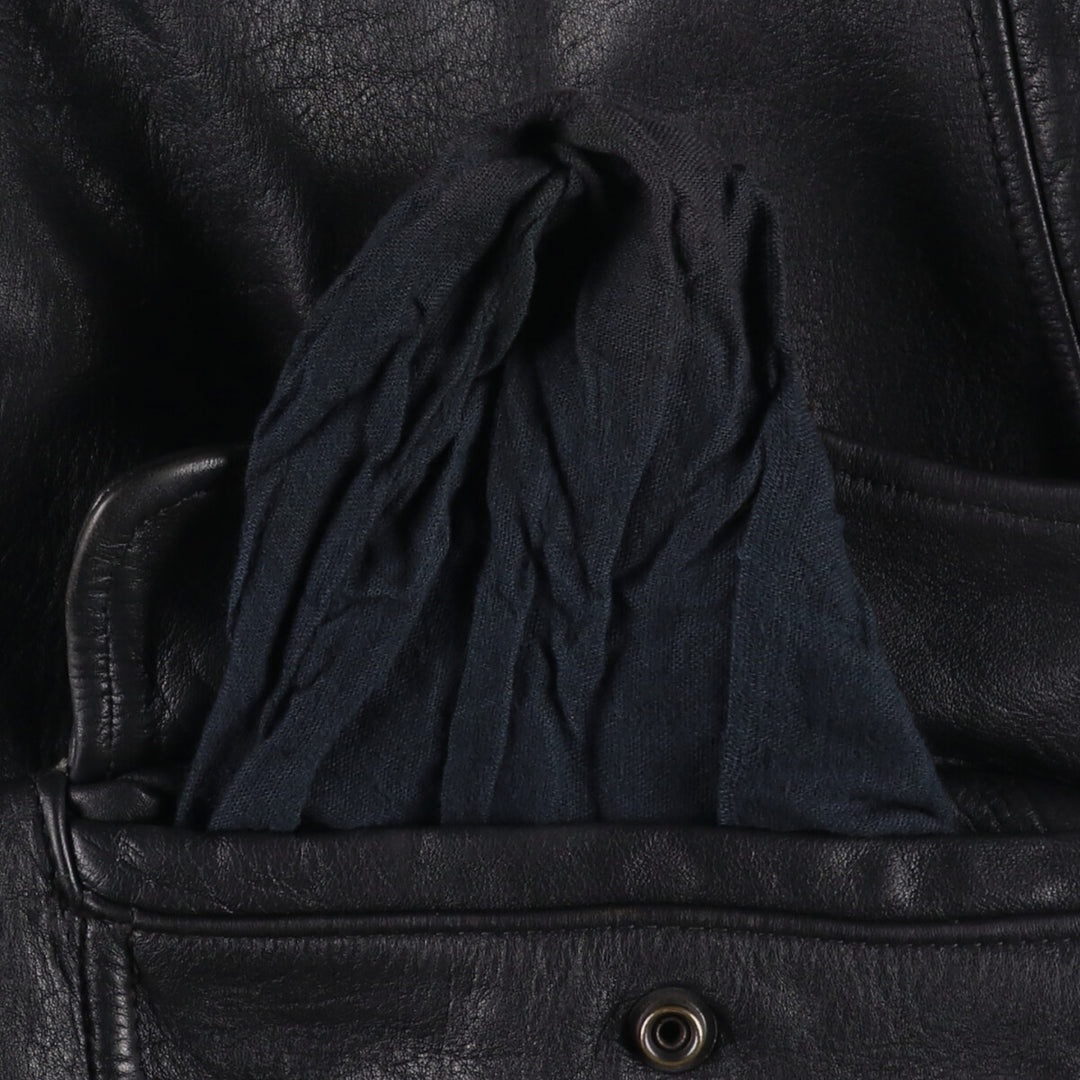 A-2 type leather flight jacket, men's size S unclear black type Vintage Second Hand