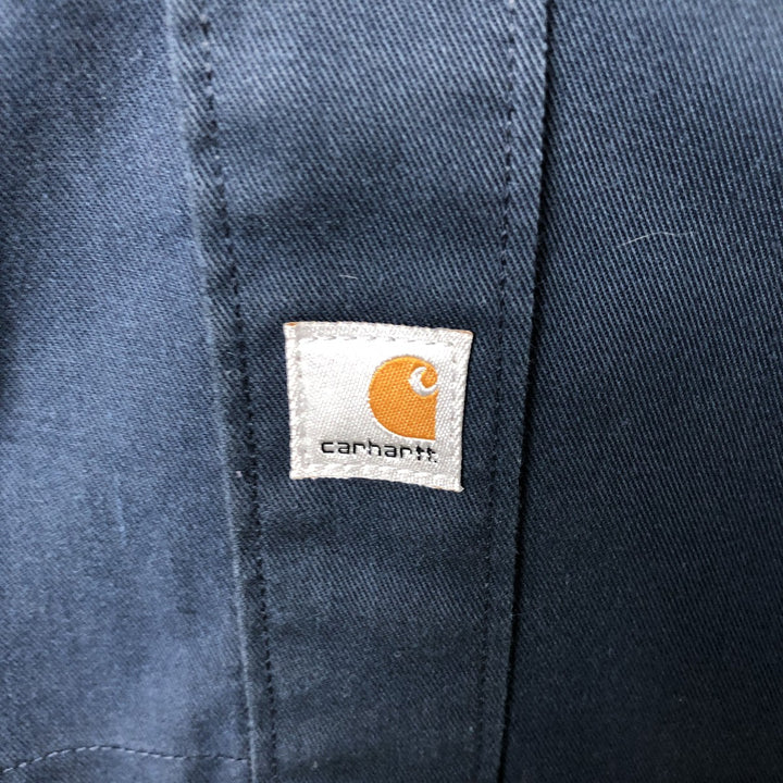 Carhartt short sleeve work shirt, men's XL size polyester navy blue type Vintage Second Hand