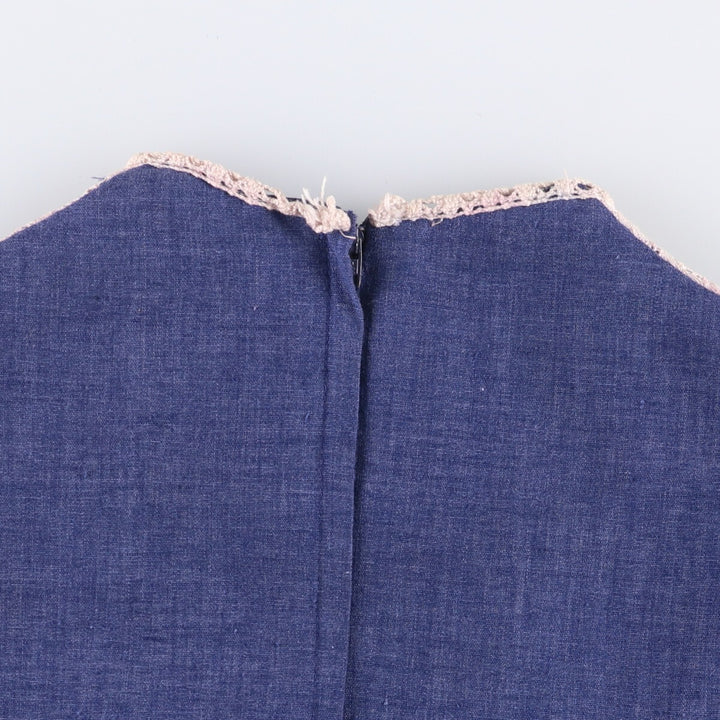 Vintage cutwork embroidered candy sleeve maxi dress, A-line length, made in the USA, size M. polyester blue type Vintage Second Hand