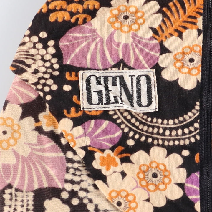 GENO all-over print maxi-length long-sleeve flared dress, women's size M, vintage unclear black type Vintage Second Hand