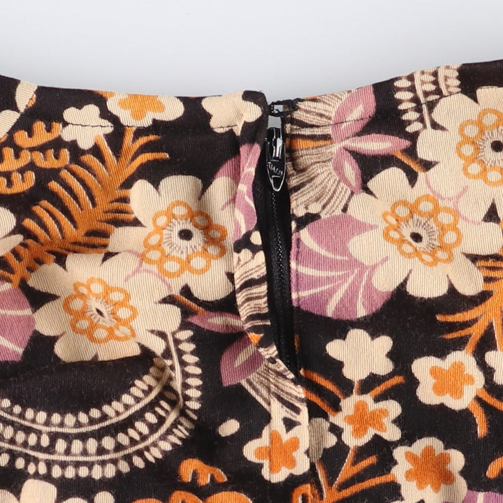 GENO all-over print maxi-length long-sleeve flared dress, women's size M, vintage unclear black type Vintage Second Hand