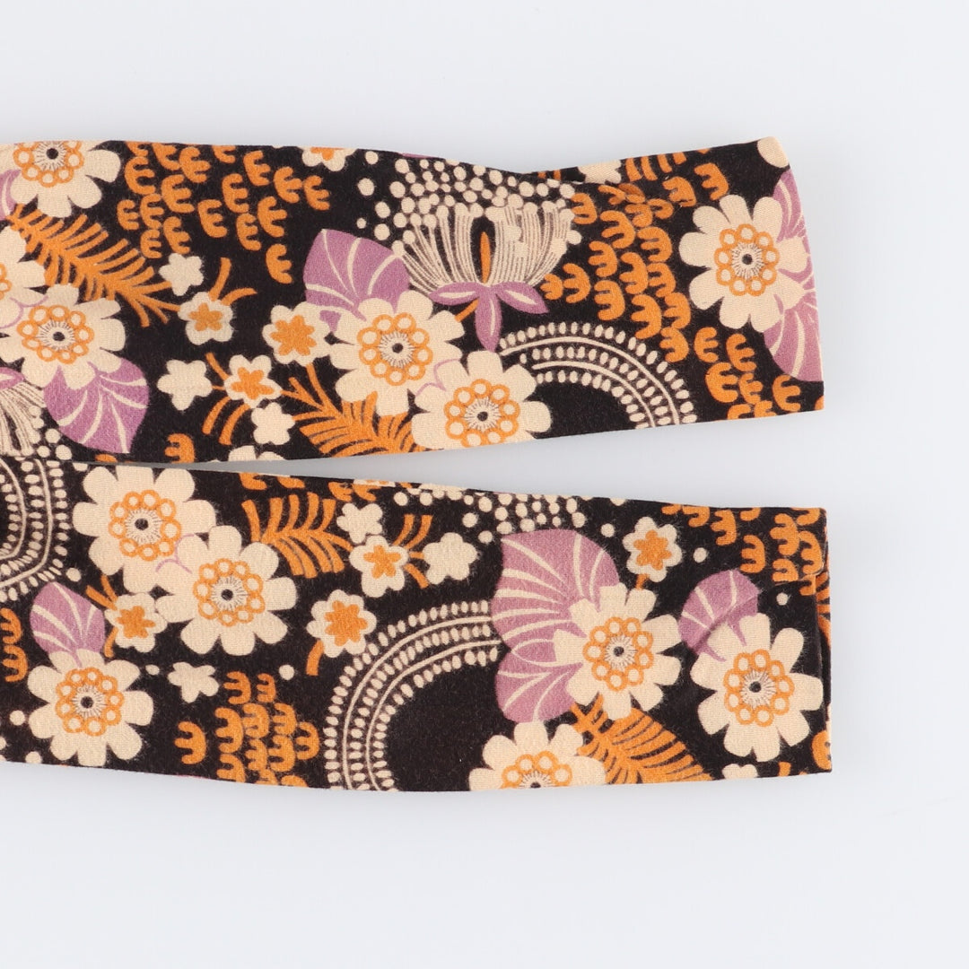 GENO all-over print maxi-length long-sleeve flared dress, women's size M, vintage unclear black type Vintage Second Hand