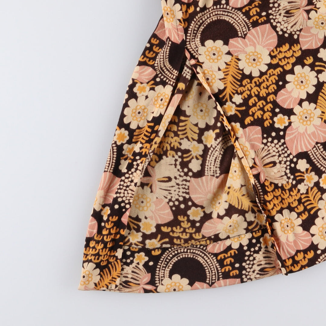 GENO all-over print maxi-length long-sleeve flared dress, women's size M, vintage unclear black type Vintage Second Hand