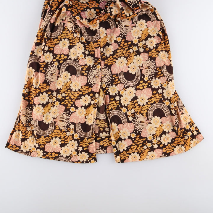 GENO all-over print maxi-length long-sleeve flared dress, women's size M, vintage unclear black type Vintage Second Hand