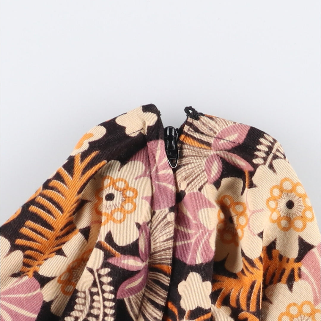 GENO all-over print maxi-length long-sleeve flared dress, women's size M, vintage unclear black type Vintage Second Hand