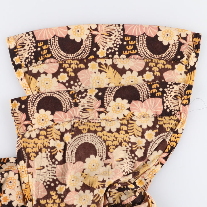 GENO all-over print maxi-length long-sleeve flared dress, women's size M, vintage unclear black type Vintage Second Hand