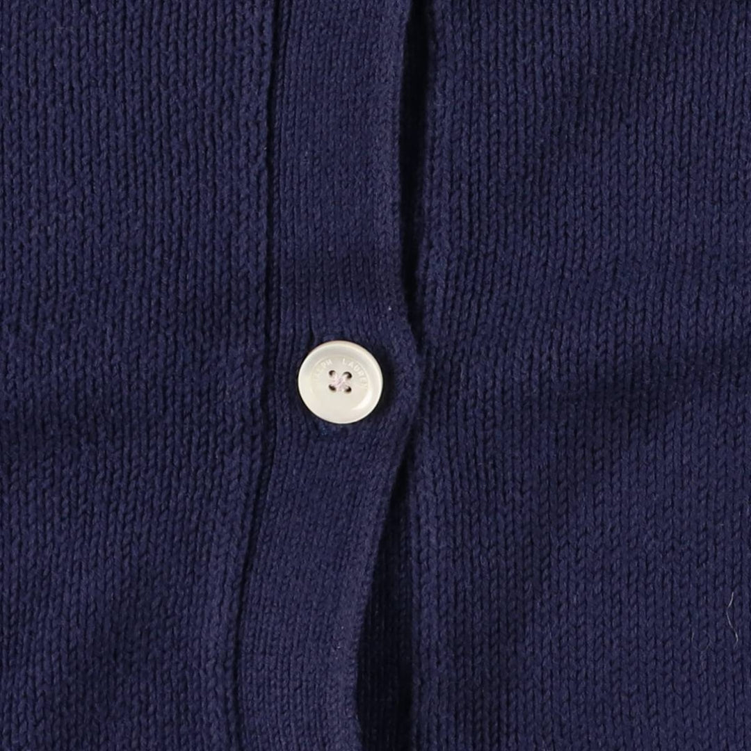Ralph Lauren RALPH LAUREN SPORT cotton knit cardigan, women's size L cotton navy blue type Vintage Second Hand