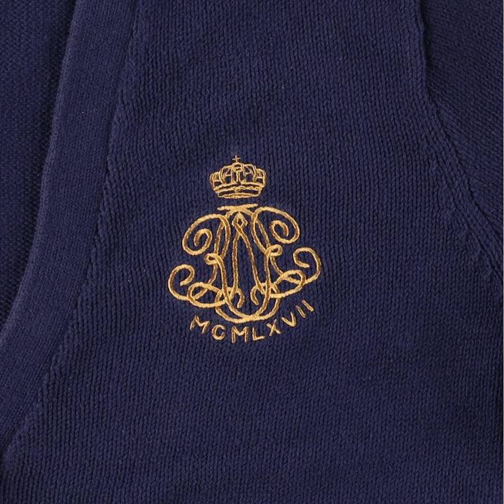 Ralph Lauren RALPH LAUREN SPORT cotton knit cardigan, women's size L cotton navy blue type Vintage Second Hand