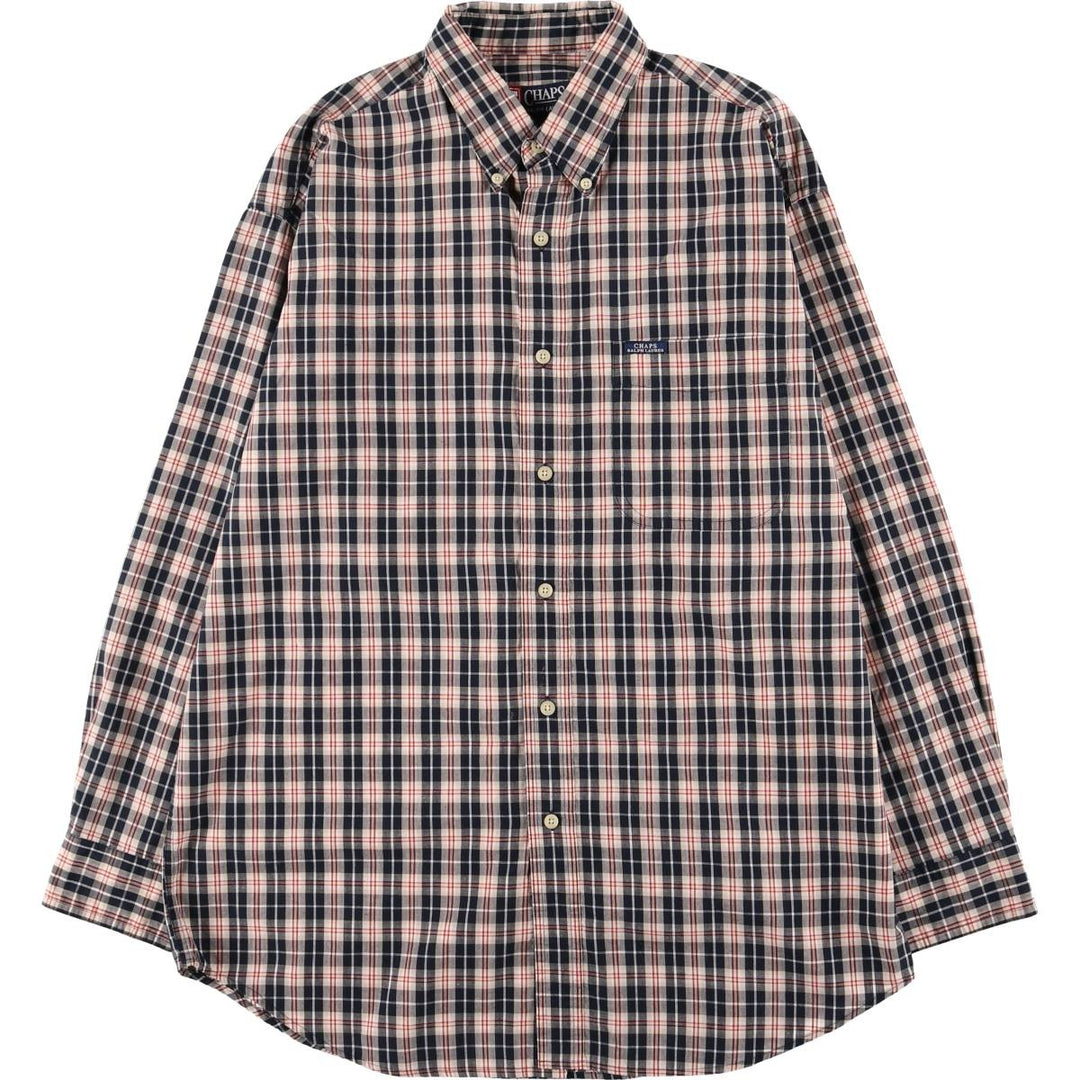 Ralph Lauren CHAPS Long Sleeve Button-Down Check Shirt, Men's Size L cotton Beige type Vintage Second Hand