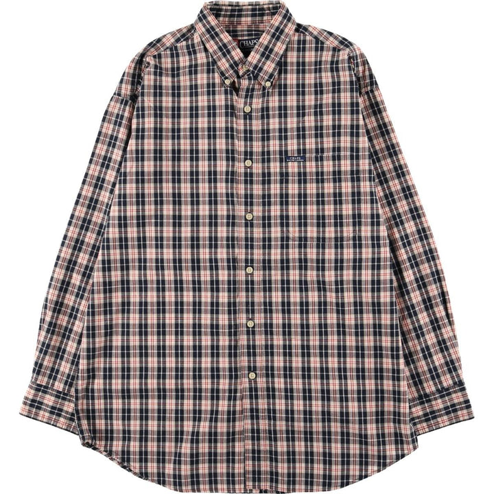 Ralph Lauren CHAPS Long Sleeve Button-Down Check Shirt, Men's Size L cotton Beige type Vintage Second Hand