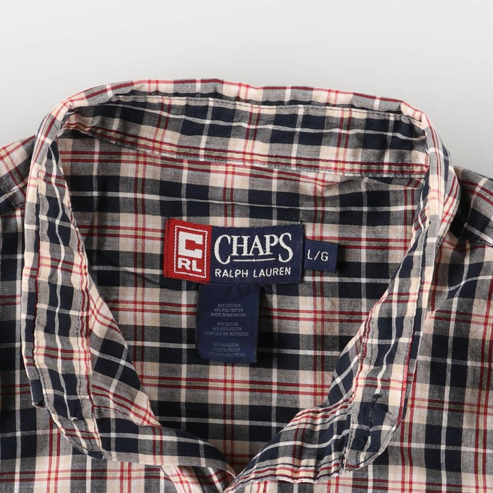 Ralph Lauren CHAPS Long Sleeve Button-Down Check Shirt, Men's Size L cotton Beige type Vintage Second Hand