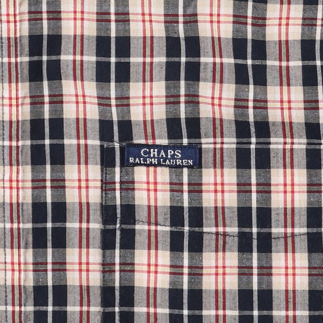 Ralph Lauren CHAPS Long Sleeve Button-Down Check Shirt, Men's Size L cotton Beige type Vintage Second Hand