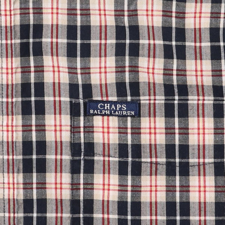 Ralph Lauren CHAPS Long Sleeve Button-Down Check Shirt, Men's Size L cotton Beige type Vintage Second Hand