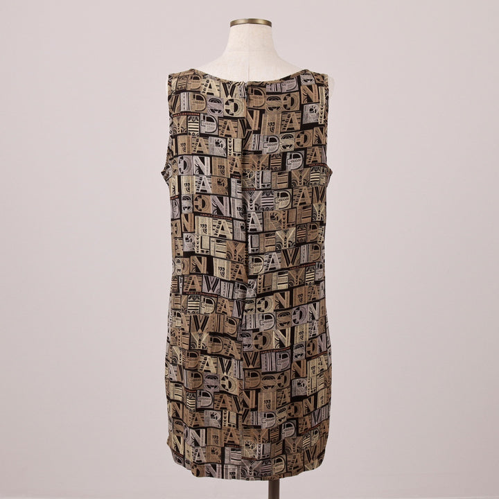 Harley-Davidson all-over print sleeveless flared dress, made in the USA, women's size L Viscose Beige type Vintage Second Hand