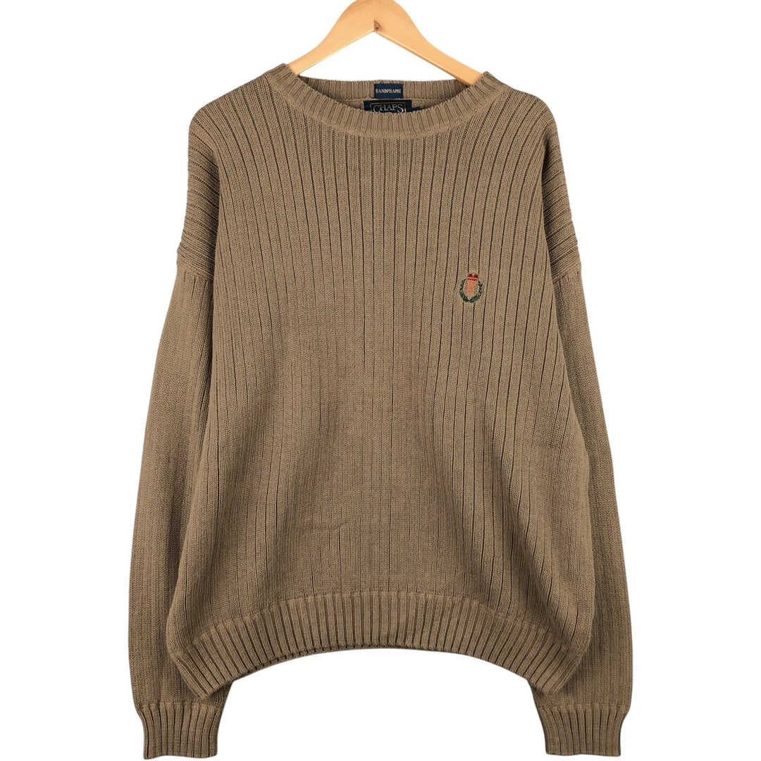 Ralph Lauren CHAPS cotton knit sweater, men's size L cotton Beige type Vintage Second Hand