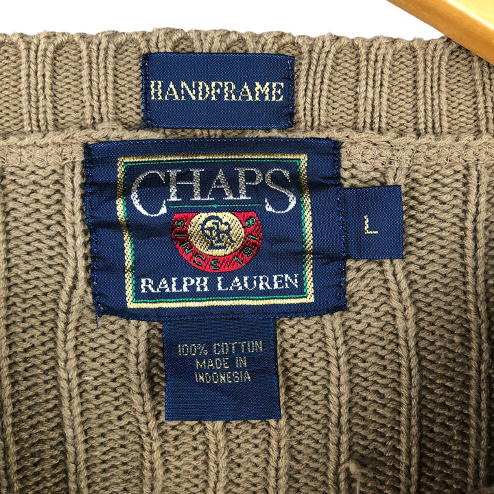 Ralph Lauren CHAPS cotton knit sweater, men's size L cotton Beige type Vintage Second Hand