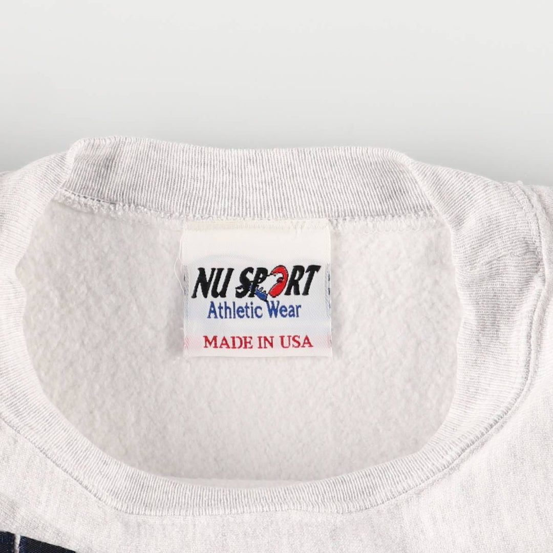 Vintage 90'S NU SPORT college sweatshirt, made in the USA, size L, men's cotton gray type Vintage Second Hand