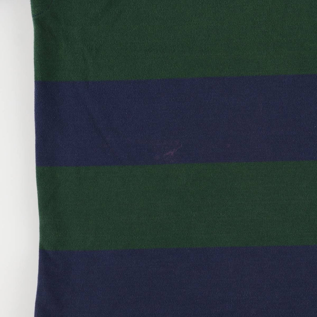 Ralph Lauren Custom Fit Long Sleeve Striped Polo Shirt, Men's Size Medium cotton navy blue type Vintage Second Hand