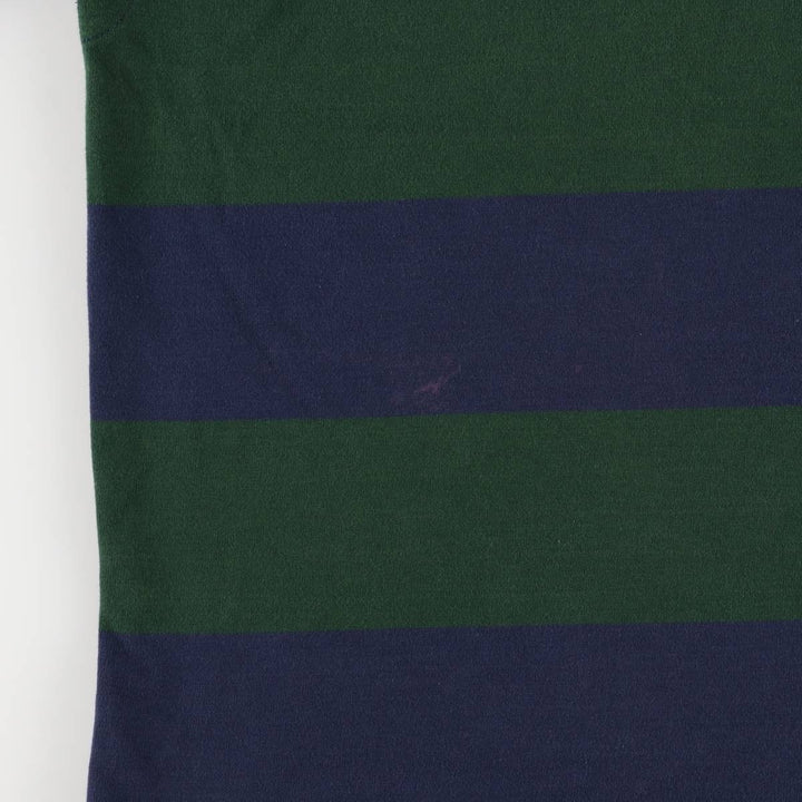 Ralph Lauren Custom Fit Long Sleeve Striped Polo Shirt, Men's Size Medium cotton navy blue type Vintage Second Hand