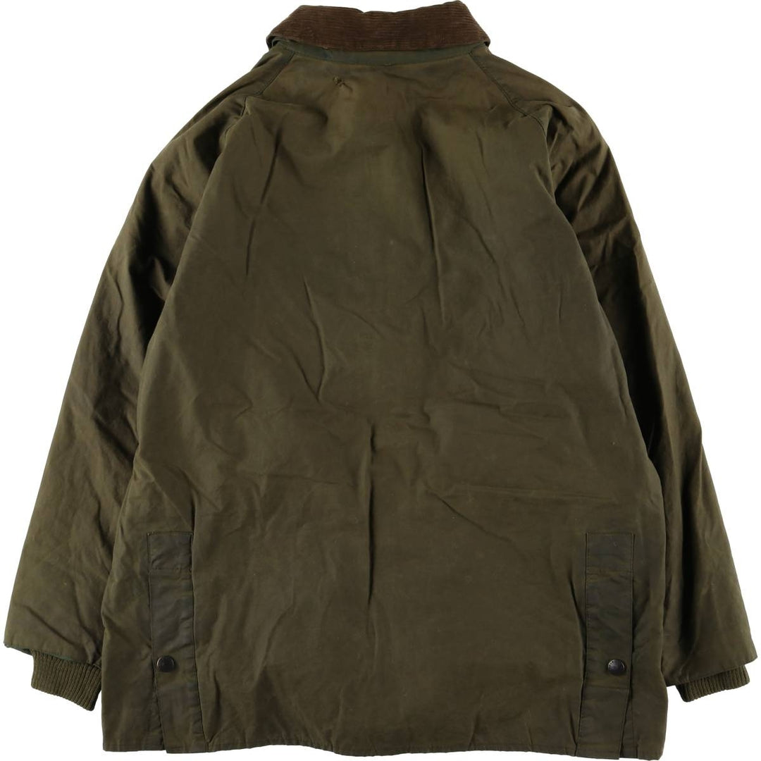 1990'S Barbour Bedale (formerly 3 Warrant) waxed cotton oiled jacket, Made in England, C42, Men's Size L cotton Khaki type Vintage Second Hand
