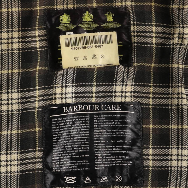 1990'S Barbour Bedale (formerly 3 Warrant) waxed cotton oiled jacket, Made in England, C42, Men's Size L cotton Khaki type Vintage Second Hand