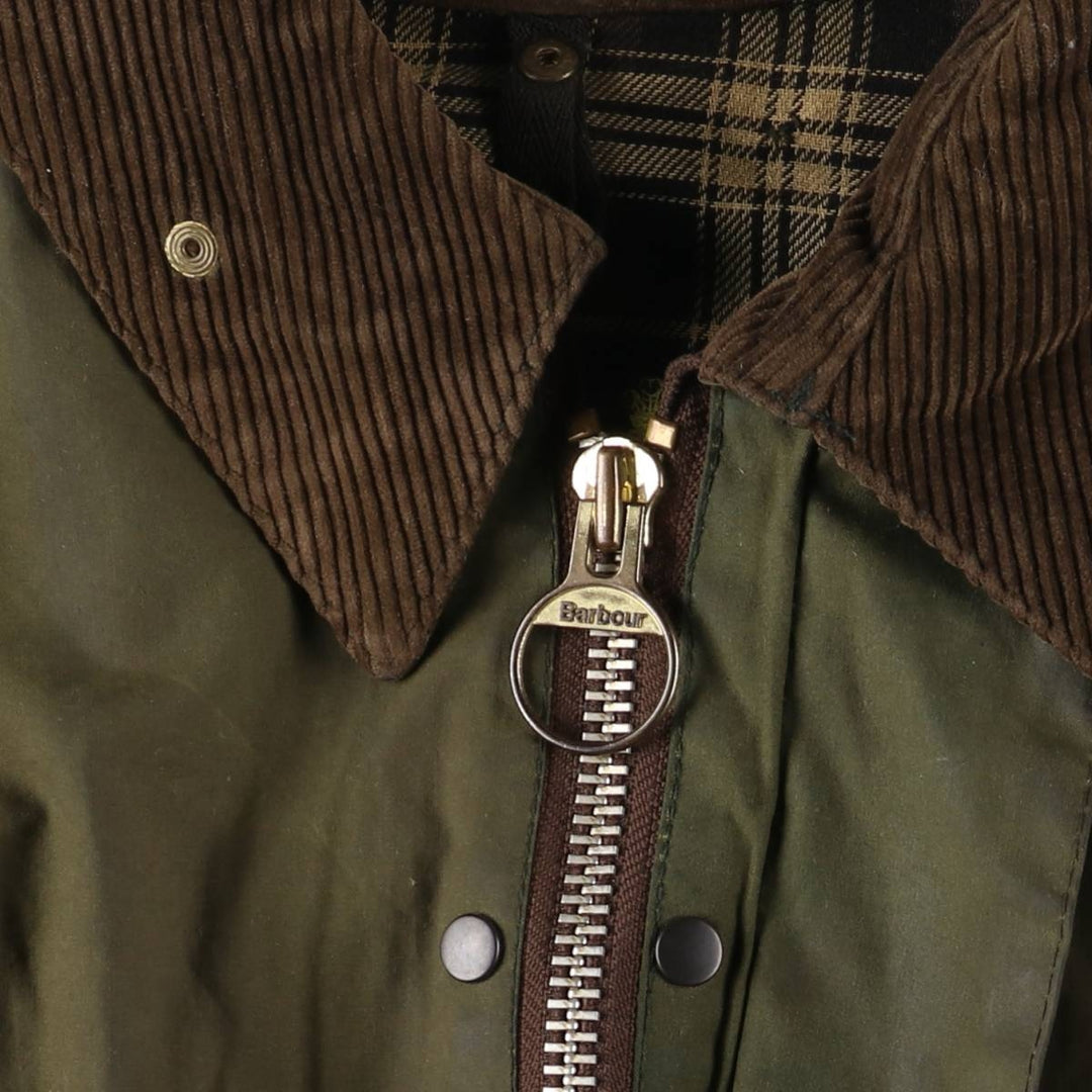 1990'S Barbour Bedale (formerly 3 Warrant) waxed cotton oiled jacket, Made in England, C42, Men's Size L cotton Khaki type Vintage Second Hand