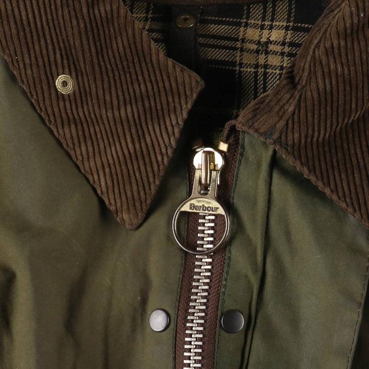 1990'S Barbour Bedale (formerly 3 Warrant) waxed cotton oiled jacket, Made in England, C42, Men's Size L cotton Khaki type Vintage Second Hand