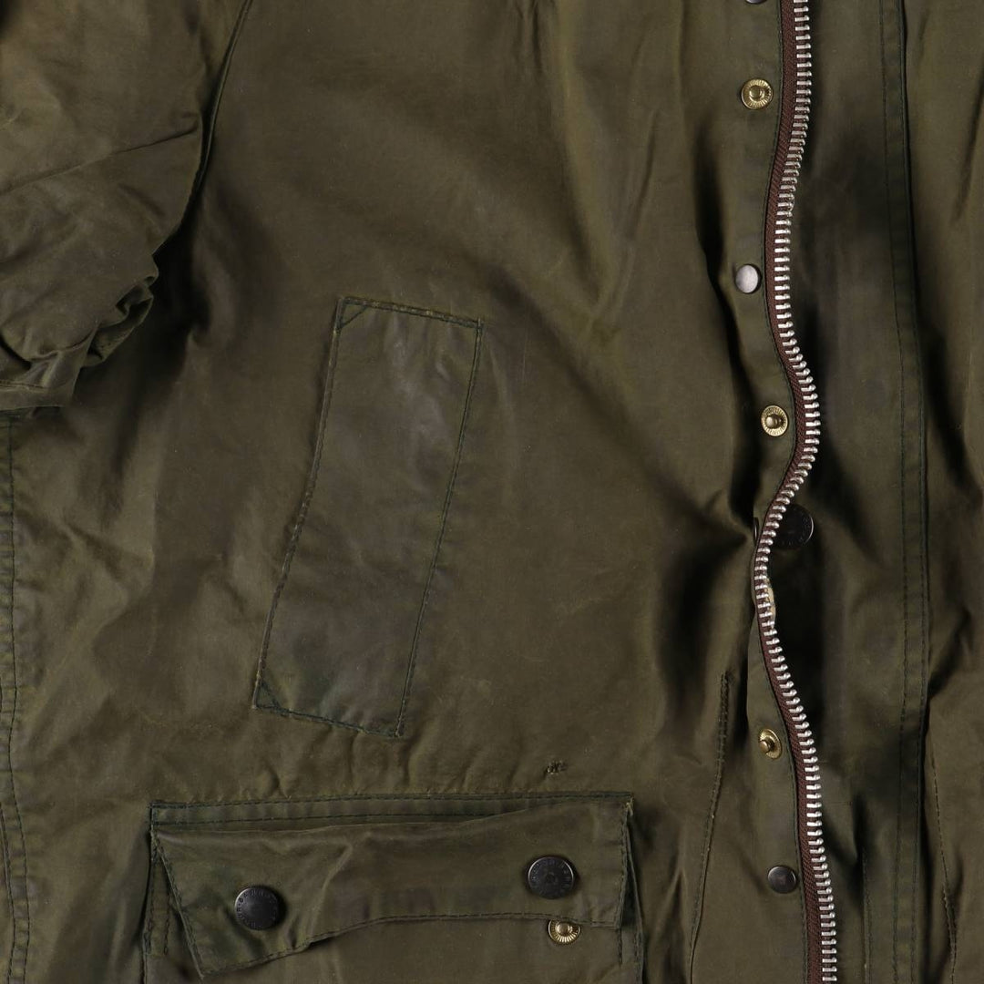 1990'S Barbour Bedale (formerly 3 Warrant) waxed cotton oiled jacket, Made in England, C42, Men's Size L cotton Khaki type Vintage Second Hand