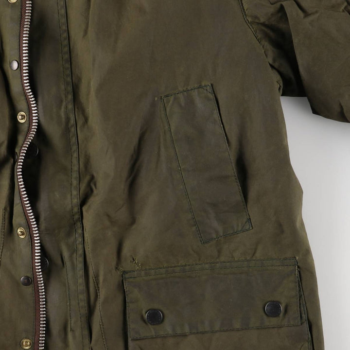 1990'S Barbour Bedale (formerly 3 Warrant) waxed cotton oiled jacket, Made in England, C42, Men's Size L cotton Khaki type Vintage Second Hand