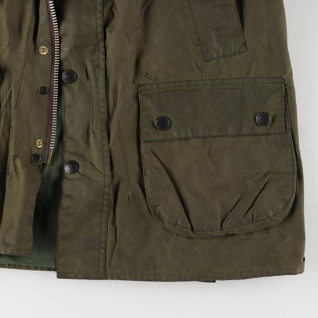 1990'S Barbour Bedale (formerly 3 Warrant) waxed cotton oiled jacket, Made in England, C42, Men's Size L cotton Khaki type Vintage Second Hand