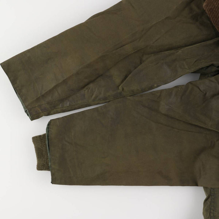 1990'S Barbour Bedale (formerly 3 Warrant) waxed cotton oiled jacket, Made in England, C42, Men's Size L cotton Khaki type Vintage Second Hand