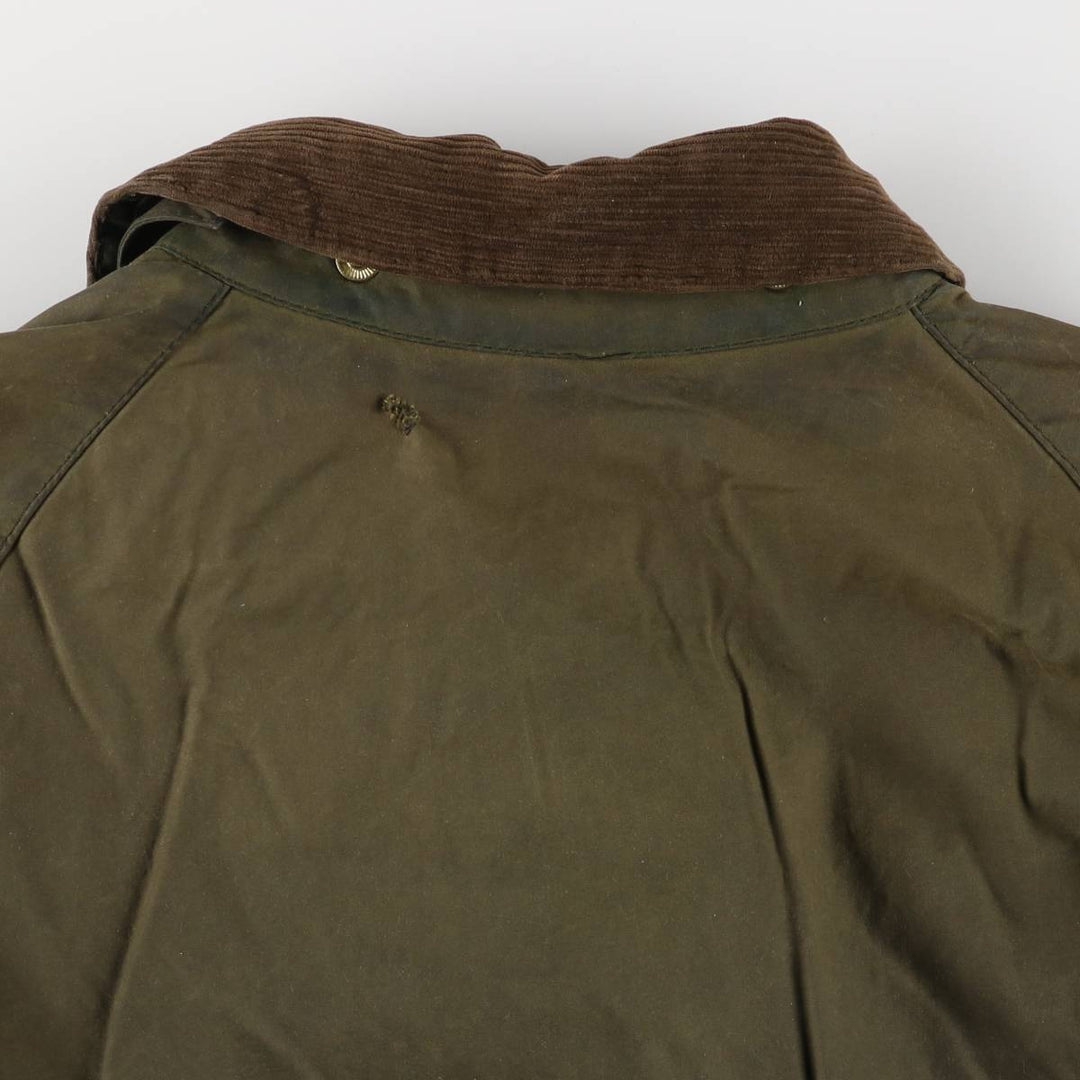 1990'S Barbour Bedale (formerly 3 Warrant) waxed cotton oiled jacket, Made in England, C42, Men's Size L cotton Khaki type Vintage Second Hand