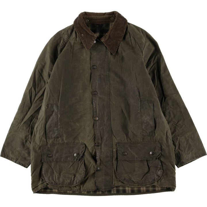 1990'S Barbour BEAUFORT 3 Warrant Oiled Hunting Jacket, Made in England, C46, Men's XL cotton Khaki type Vintage Second Hand