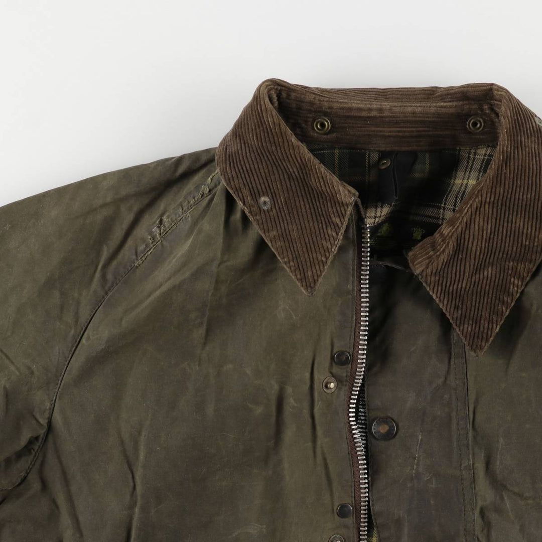 1990'S Barbour BEAUFORT 3 Warrant Oiled Hunting Jacket, Made in England, C46, Men's XL cotton Khaki type Vintage Second Hand
