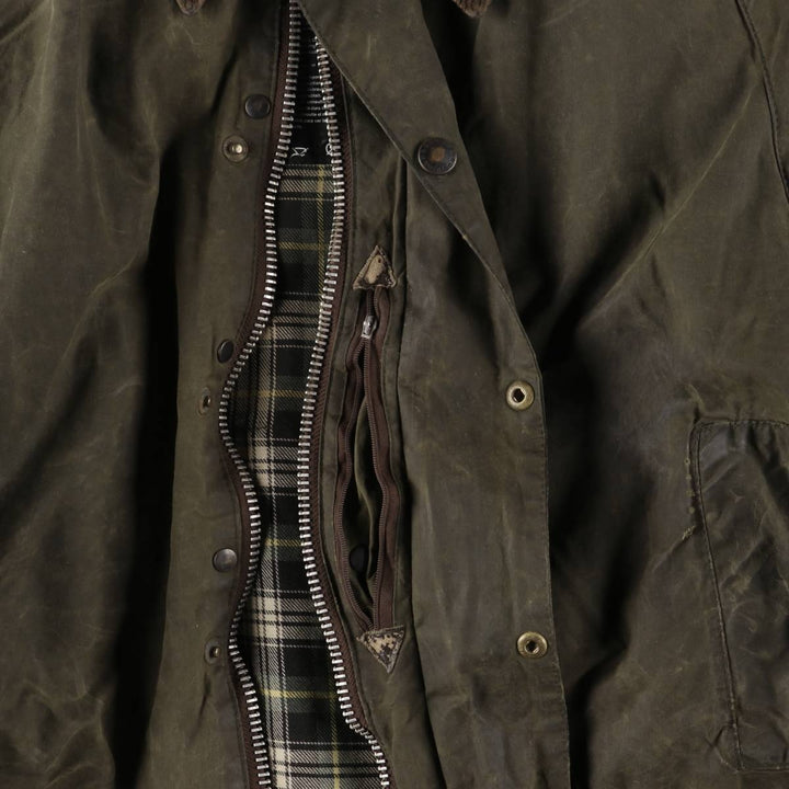 1990'S Barbour BEAUFORT 3 Warrant Oiled Hunting Jacket, Made in England, C46, Men's XL cotton Khaki type Vintage Second Hand