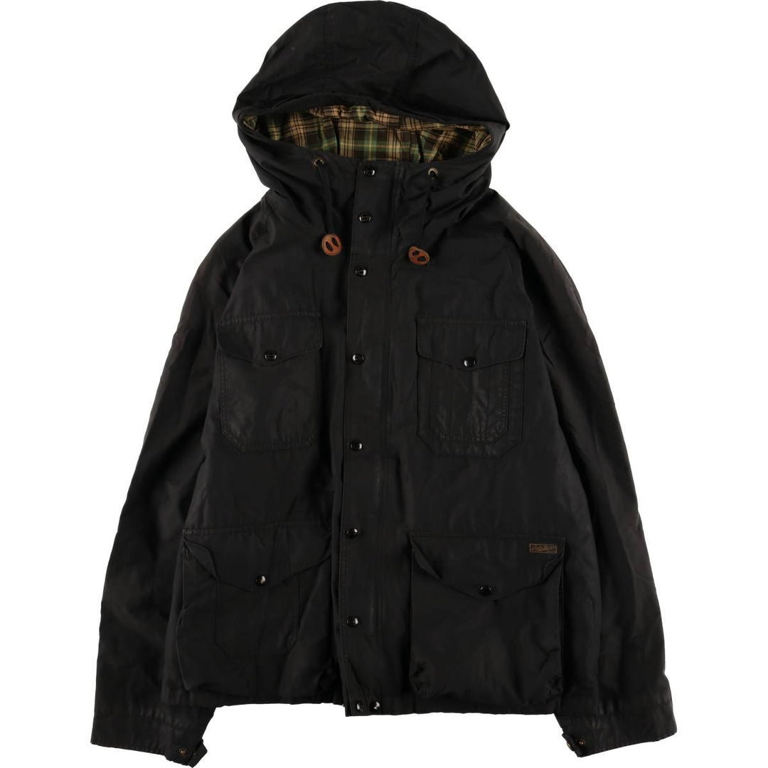 Ralph Lauren POLO by Ralph Lauren hooded waxed cotton oiled jacket, men's size XXL cotton black type Vintage Second Hand
