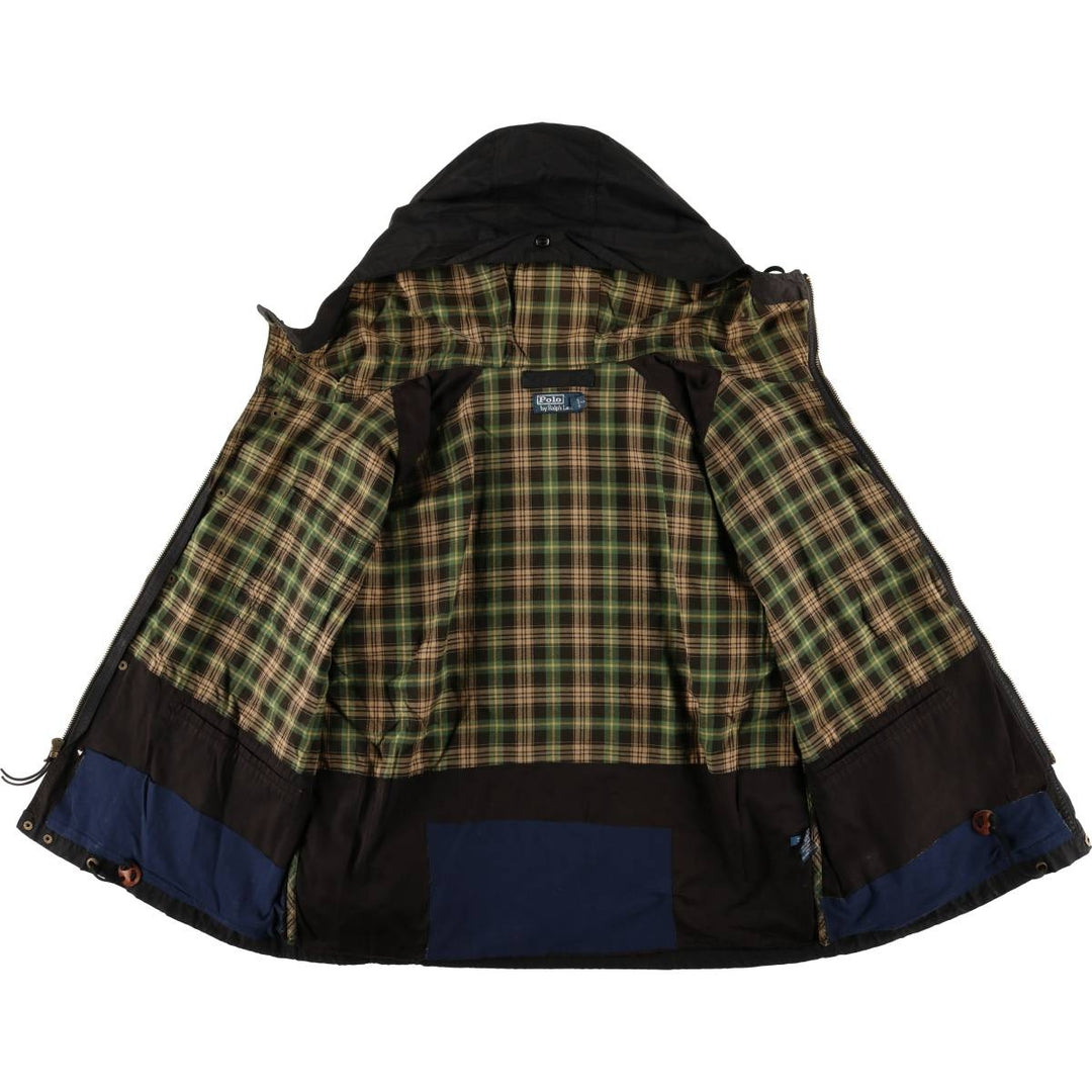 Ralph Lauren POLO by Ralph Lauren hooded waxed cotton oiled jacket, men's size XXL cotton black type Vintage Second Hand