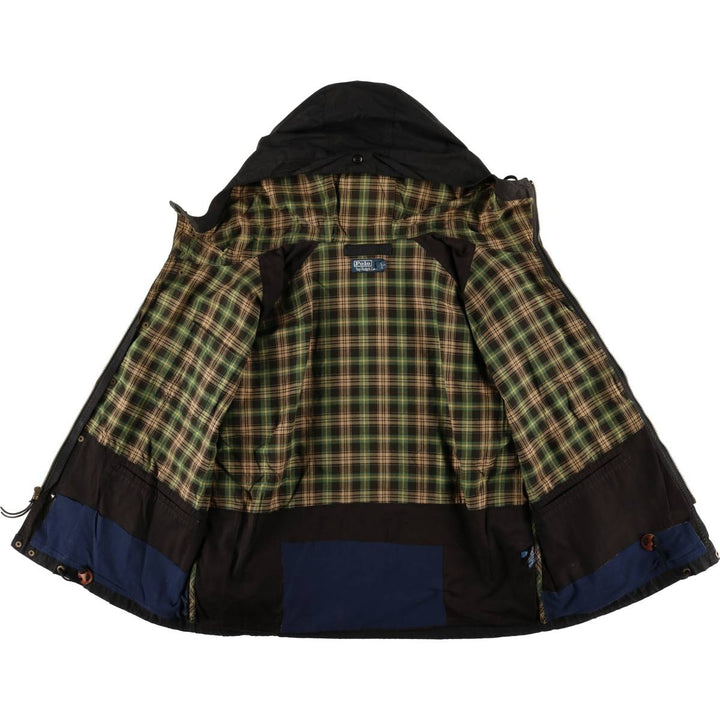 Ralph Lauren POLO by Ralph Lauren hooded waxed cotton oiled jacket, men's size XXL cotton black type Vintage Second Hand