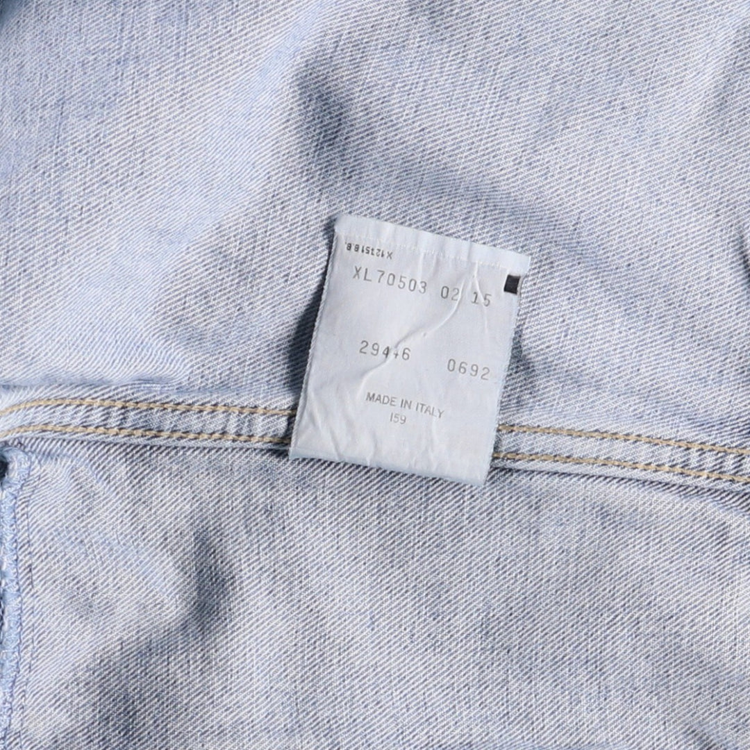 90'S Levi's 70503 02 Euro Model Denim Jacket, Made in Italy, Men's Size XL, Vintage cotton blue type Vintage Second Hand