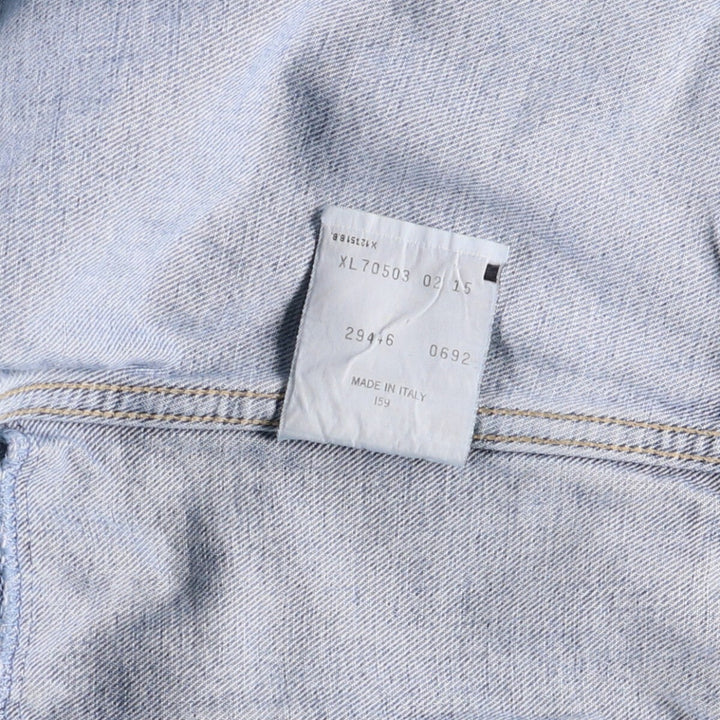 90'S Levi's 70503 02 Euro Model Denim Jacket, Made in Italy, Men's Size XL, Vintage cotton blue type Vintage Second Hand