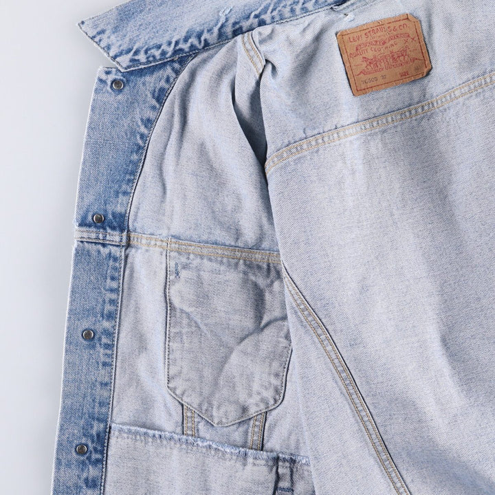 90'S Levi's 70503 02 Euro Model Denim Jacket, Made in Italy, Men's Size XL, Vintage cotton blue type Vintage Second Hand