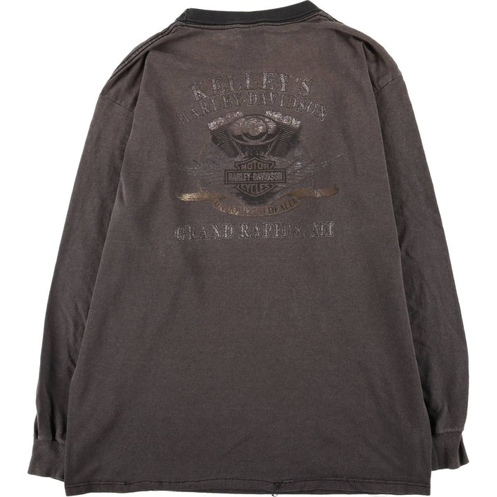 00'S Harley-Davidson Long Sleeve T-Shirt Made in USA Men's M unclear Charcoal Vintage Second Hand