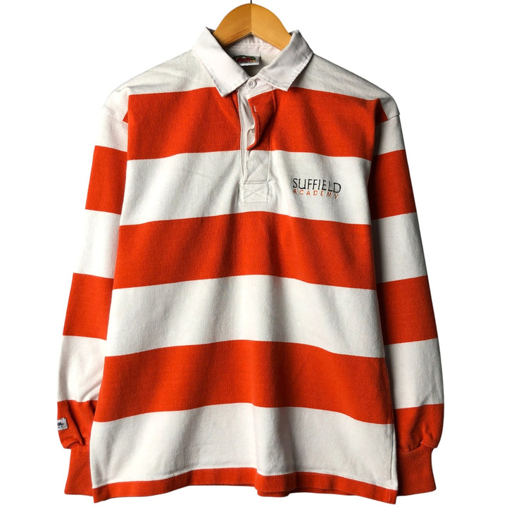 90s-00'S Vintage BARBARIAN Striped Long Sleeve Rugby Shirt, Men's Size M cotton orange type Vintage Second Hand