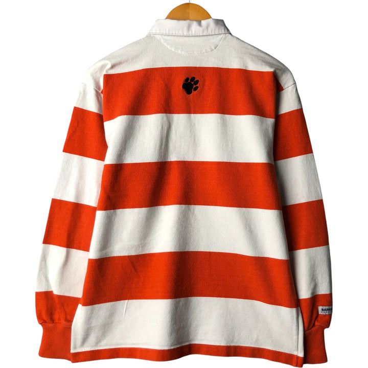 90s-00'S Vintage BARBARIAN Striped Long Sleeve Rugby Shirt, Men's Size M cotton orange type Vintage Second Hand