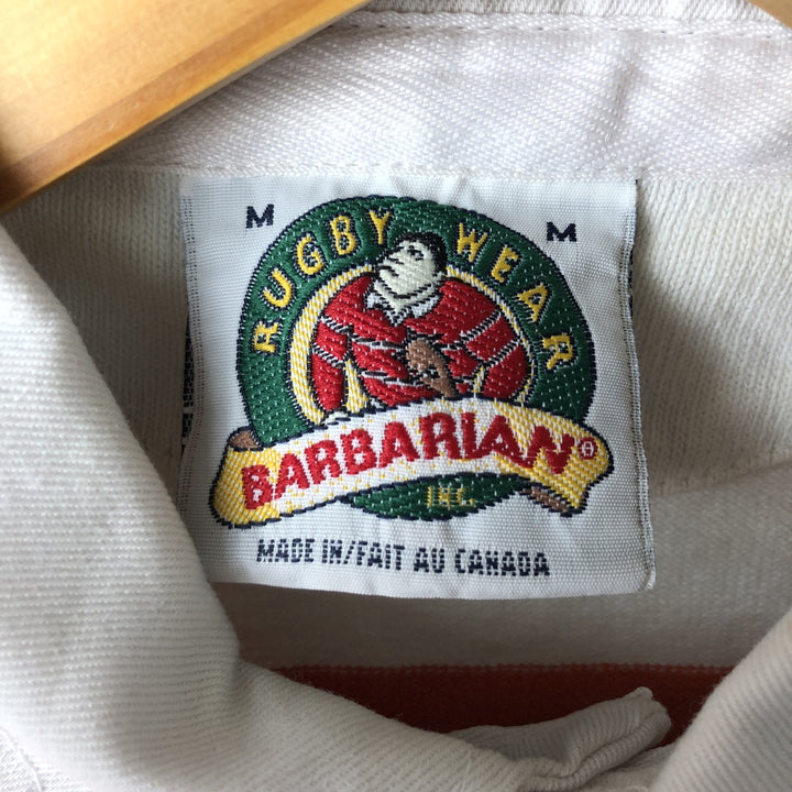 90s-00'S Vintage BARBARIAN Striped Long Sleeve Rugby Shirt, Men's Size M cotton orange type Vintage Second Hand