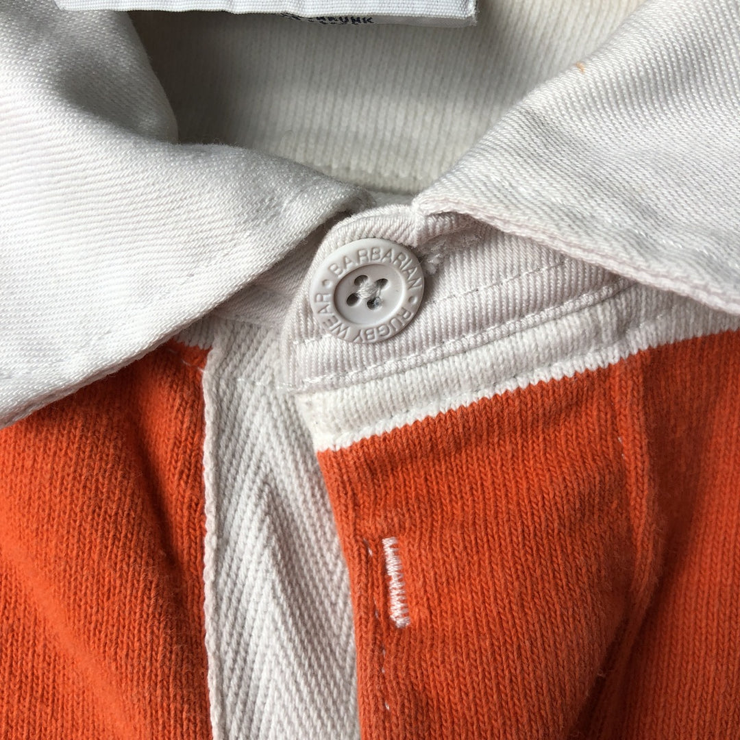 90s-00'S Vintage BARBARIAN Striped Long Sleeve Rugby Shirt, Men's Size M cotton orange type Vintage Second Hand