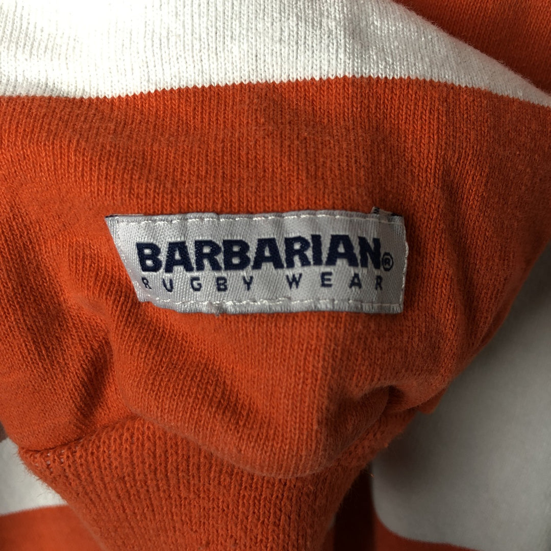 90s-00'S Vintage BARBARIAN Striped Long Sleeve Rugby Shirt, Men's Size M cotton orange type Vintage Second Hand